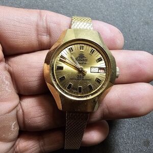 Vintage Rouan Electra 360 Date Just Ladies Mechanical Wind Watch Working Flawed